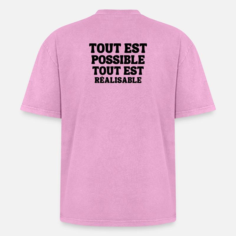 everything is possible, everything is achievable - Oversized Unisex Premium Acid-Washed T-Shirt - acid washed pink