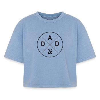 Dad 26 - Boxy Women's Premium Acid Washed T-Shirt - acid washed blue - Front - AI Model Female 172 light (172cm)