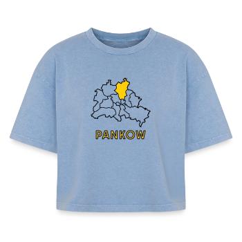 PANKOW, a district of Berlin - Boxy Women's Premium Acid Washed T-Shirt - acid washed blue - Front - AI Model Female 172 light (172cm)