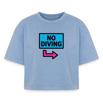 No Diving Sign Pool Retro - Boxy Women's Premium Acid Washed T-Shirt - acid washed blue - Front - AI Model Female 172 light (172cm)