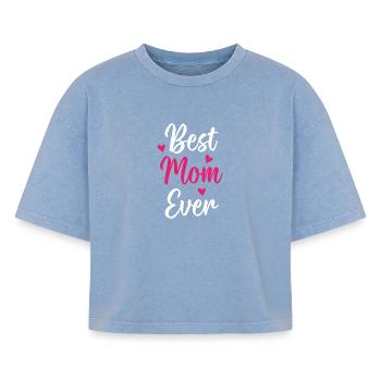 Best Mom Ever - Boxy Women's Premium Acid Washed T-Shirt - acid washed blue - Front - AI Model Female 172 light (172cm)