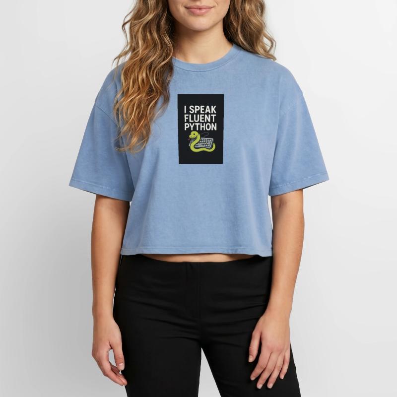 Python Coding Snake Boxy Women's Premium Acid Washed T-Shirt