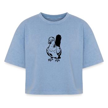 Zombie Pigeon - Boxy Women's Premium Acid Washed T-Shirt - acid washed blue - Front - AI Model Female 172 light (172cm)