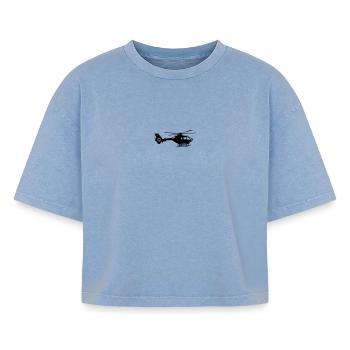 EC135 Hubschrauber - Helikopter - Boxy Frauen Premium Acid-Washed T-Shirt - Blau Acid Wash - Vorne - AI Model Female 172 light (172cm)