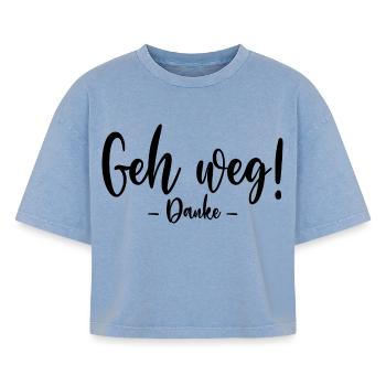 Geh weg Danke - Boxy Frauen Premium Acid-Washed T-Shirt - Blau Acid Wash - Vorne - AI Model Female 172 light (172cm)