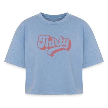 Trente 30e anniversaire pour les femmes de 30 ans - T-shirt femme boxy effet acid wash Premium - bleu délavé acide - Devant - AI Model Female 172 light (172cm)