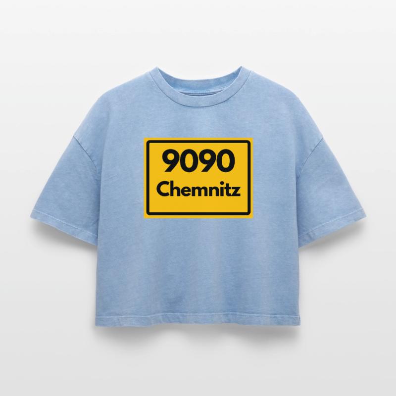 ANCIEN CODE POSTAL 9090 SAXE CODE POSTAL DE CHEMNITZ T-shirt femme boxy effet acid wash Premium