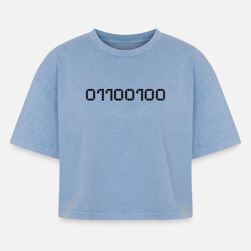 Binary notation - 100 - Boxy Women's Premium Acid Washed T-Shirt - acid washed blue