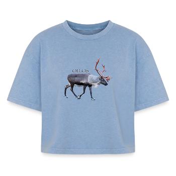 olostunturi - Boxy Women's Premium Acid Washed T-Shirt - acid washed blue - Front - AI Model Female 172 light (172cm)