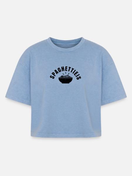 Spagetti Eis - Boxy Frauen Premium Acid-Washed T-Shirt - Blau Acid Wash