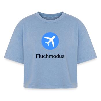 Flugmodus Fluchen Flugzeug Symbol Bürohumor lustig - Boxy Frauen Premium Acid-Washed T-Shirt - Blau Acid Wash - Vorne - AI Model Female 172 light (172cm)