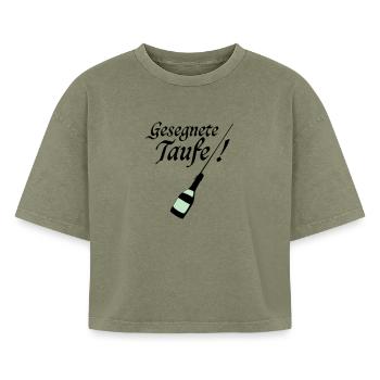 Taufe - Boxy Frauen Premium Acid-Washed T-Shirt - Grün Acid Wash - Vorne - AI Model Female 172 light (172cm)