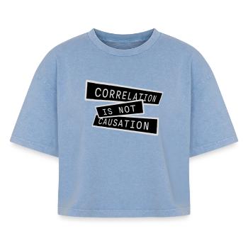 Correlation Is Not Causation Nerd Wissenschaft - Boxy Frauen Premium Acid-Washed T-Shirt - Blau Acid Wash - Vorne - AI Model Female 172 light (172cm)