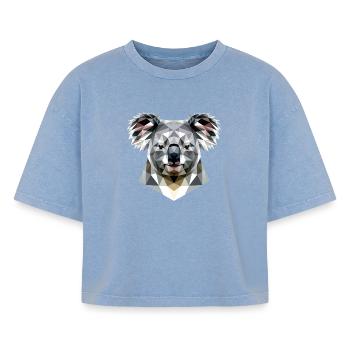 Koala Bär Australien Koalabär Süße Koala Bären - Boxy Frauen Premium Acid-Washed T-Shirt - Blau Acid Wash - Vorne - AI Model Female 172 light (172cm)