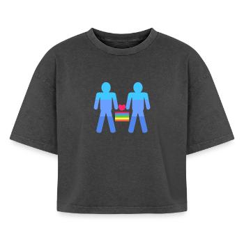 Gleichgeschlechtliche Partnerschaft Herz Lgbt - Boxy Frauen Premium Acid-Washed T-Shirt - Schwarz Acid Wash - Vorne - AI Model Female 172 light (172cm)