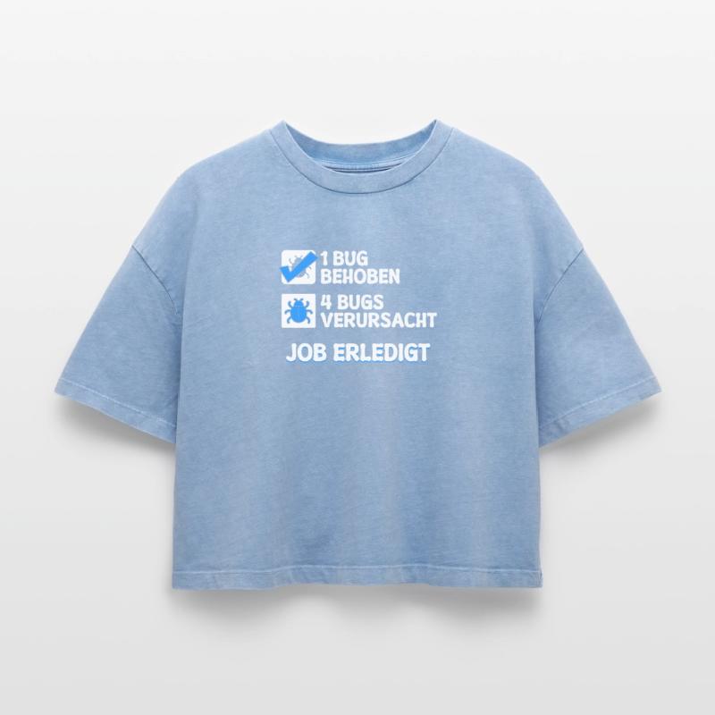 Développeur Coden skripting bugs debug correction de bugs T-shirt femme boxy effet acid wash Premium