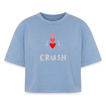 HERZ. PAAR. ICH HABE GERADE GEHEIRATET. Junggesellinnenabschied. VALENTINSTAG. - Boxy Frauen Premium Acid-Washed T-Shirt - Blau Acid Wash - Vorne - AI Model Female 172 light (172cm)