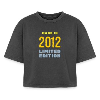 2012 - Boxy Women's Premium Acid Washed T-Shirt - acid washed black - Front - AI Model Female 172 light (172cm)