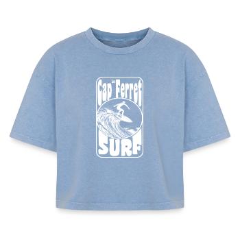 CAP FERET - Boxy Women's Premium Acid Washed T-Shirt - acid washed blue - Front - AI Model Female 172 light (172cm)