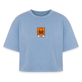 Poisonous - Boxy Women's Premium Acid Washed T-Shirt - acid washed blue - Front - AI Model Female 172 light (172cm)