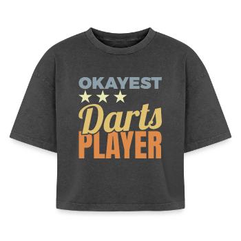 Okayest Darts Player - Boxy Women's Premium Acid Washed T-Shirt - acid washed black - Front - AI Model Female 172 light (172cm)