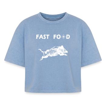 funny hunting sayings - Boxy Women's Premium Acid Washed T-Shirt - acid washed blue - Front - AI Model Female 172 light (172cm)