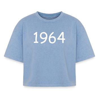 Personalize 1964 60th Birthday Template - Boxy Women's Premium Acid Washed T-Shirt - acid washed blue - Front - AI Model Female 172 light (172cm)