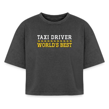 Taxi Taxi Driver - Boxy Women's Premium Acid Washed T-Shirt - acid washed black - Front - AI Model Female 172 light (172cm)
