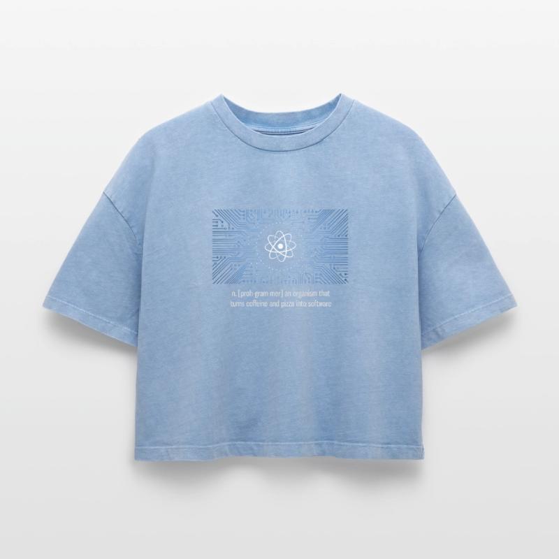 nerd programmierer urknall platine CPU pc code LOL Boxy Frauen Premium Acid-Washed T-Shirt