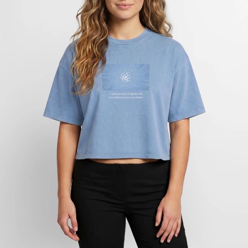 nerd programmateur urknall platine CPU pc code LOL T-shirt femme boxy effet acid wash Premium