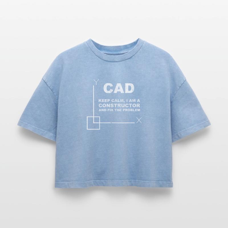 CAD Keep Calm Constructor Engineering Boxy Frauen Premium Acid-Washed T-Shirt