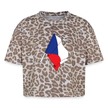 Drapeau de la République tchèque - T-shirt boxy femme léopard premium - Leopard print - Devant - AI Model Female 172 dark (172cm)
