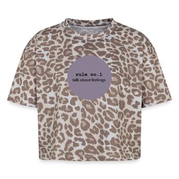 Parler de sentiments 5 - T-shirt boxy femme léopard premium - Leopard print - Devant - AI Model Female 172 dark (172cm)