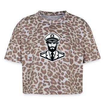Autocollant Capitaine - T-shirt boxy femme léopard premium - Leopard print - Devant - AI Model Female 172 dark (172cm)