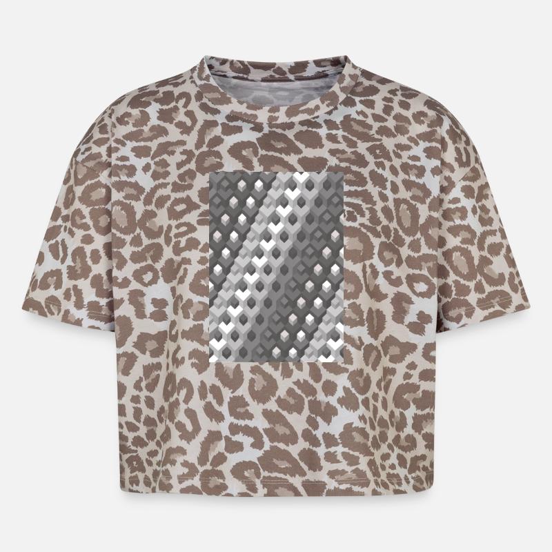 Grayscale gradient Left turn - Boxy Leo Women's Premium Organic T-Shirt - Leopard print