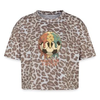 Retro Soccer Lover |  Soccer Players - Boxy Leo Women's Premium Organic T-Shirt - Leopard print - Front - AI Model Female 172 dark (172cm)
