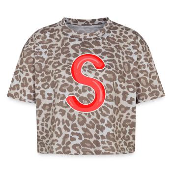 Lettre S Première lettre - T-shirt boxy femme léopard premium - Leopard print - Devant - AI Model Female 172 dark (172cm)