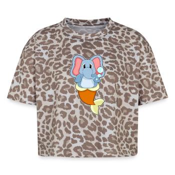 Elefant Meerjungfrau - Boxy Leo Frauen Premium Organic T-Shirt - Leopard print - Vorne - AI Model Female 172 dark (172cm)