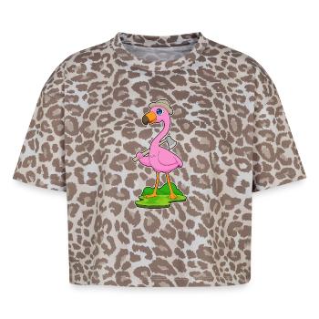 Flamingo Holzfäller Axt Wald - Boxy Leo Frauen Premium Organic T-Shirt - Leopard print - Vorne - AI Model Female 172 dark (172cm)