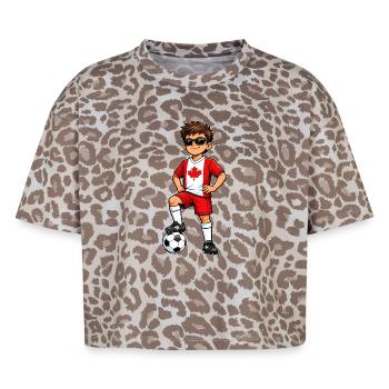 Drapeau canadien des Soccer Boy Canada Fan - T-shirt boxy femme léopard premium - Leopard print - Devant - AI Model Female 172 dark (172cm)