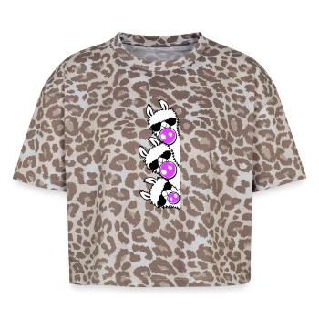 3 Llama Gum Bubbles Page Team Stacked Friends - Boxy Leo Women's Premium Organic T-Shirt - Leopard print - Front - AI Model Female 172 dark (172cm)