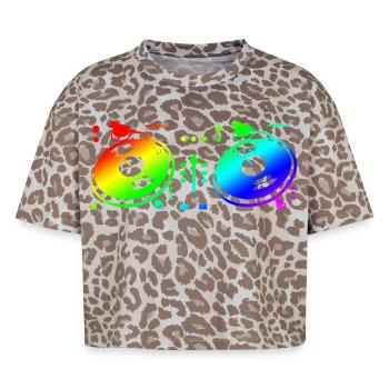 Disc Jockey de platine - T-shirt boxy femme léopard premium - Leopard print - Devant - AI Model Female 172 dark (172cm)