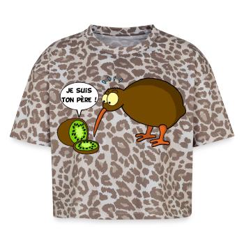 Kiwi contre kiwi (texte français) - T-shirt boxy femme léopard premium - Leopard print - Devant - AI Model Female 172 dark (172cm)
