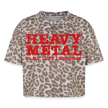 Le Heavy Metal est mon langage d’amour - T-shirt boxy femme léopard premium - Leopard print - Devant - AI Model Female 172 dark (172cm)