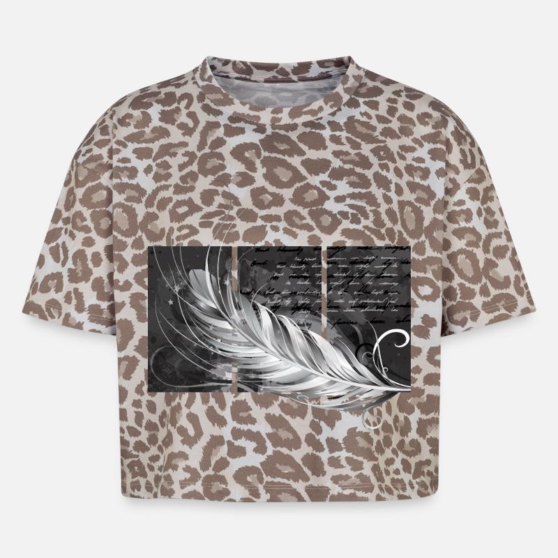 Feather Triptych - Boxy Leo Women's Premium Organic T-Shirt - Leopard print