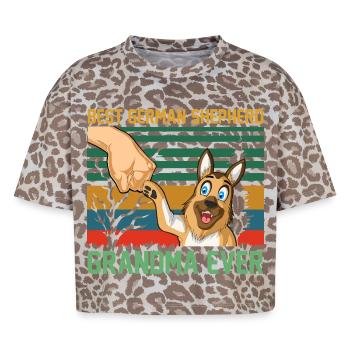 Best German Shepherd Grandma - Boxy Leo Women's Premium Organic T-Shirt - Leopard print - Front - AI Model Female 172 dark (172cm)