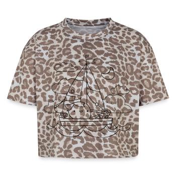 Sailing Cartoon Look - Boxy Leo Women's Premium Organic T-Shirt - Leopard print - Front - AI Model Female 172 dark (172cm)