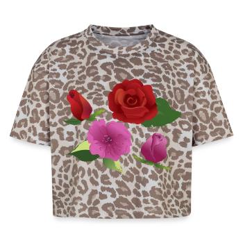 Bouquet of roses play of colours - Boxy Leo Women's Premium Organic T-Shirt - Leopard print - Front - AI Model Female 172 dark (172cm)