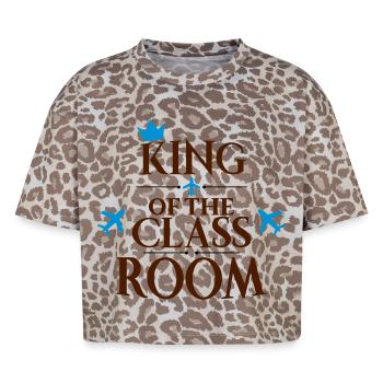 skole - Dame boxy T-skjorte med leopardmønster - Leopard print - Foran - AI Model Female 172 dark (172cm)