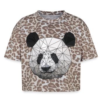 Polygonal Panda Bär Low Poly Kunst Dreieck Formen - Boxy Leo Frauen Premium Organic T-Shirt - Leopard print - Vorne - AI Model Female 172 dark (172cm)